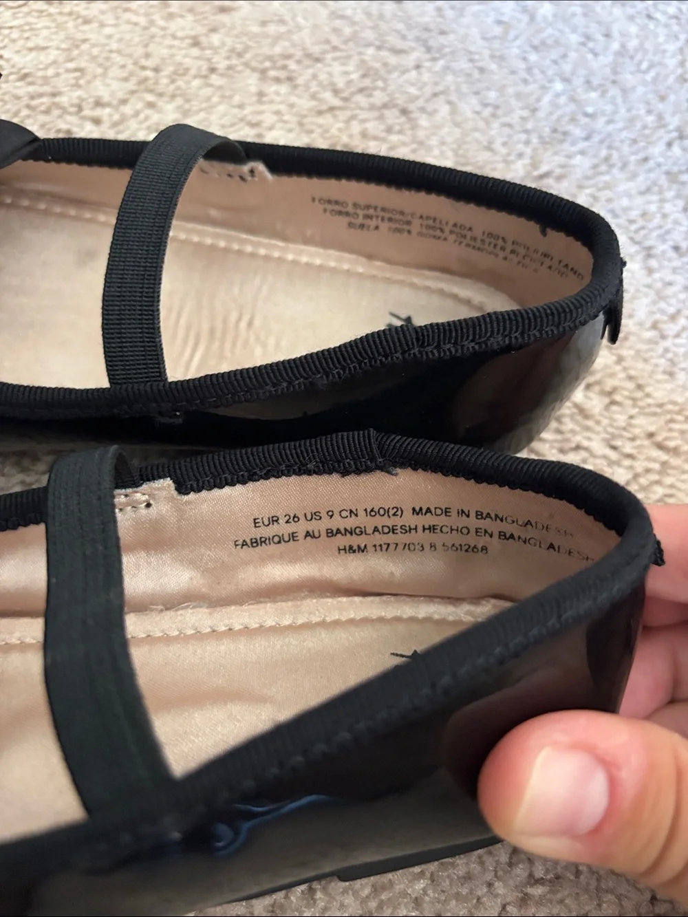 H&M Girls' Black Bow-Topped Ballet Flats